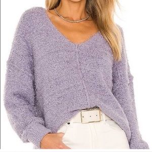 Free People Icing V-Neck eyelash Sweater Lavender size XS